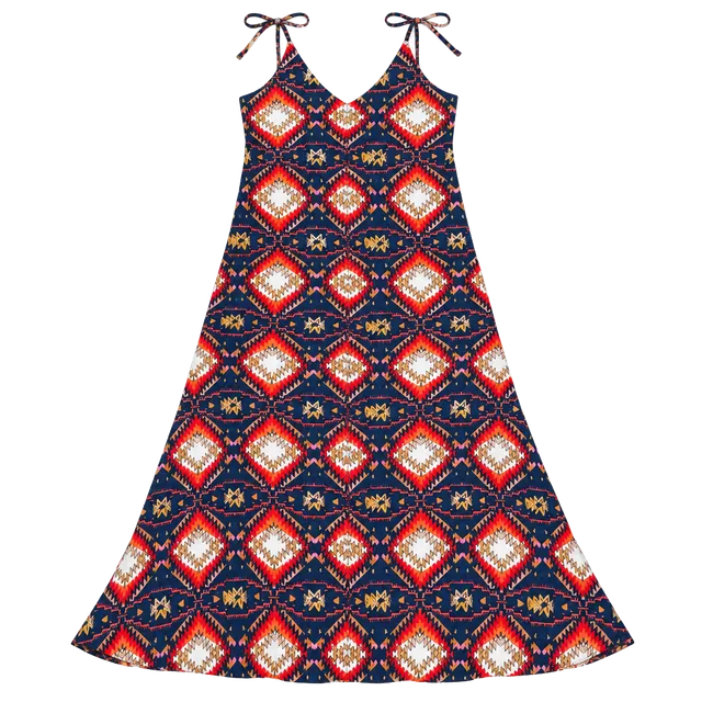 Chelsea & Theodore Maxi Dress Aztec Print Spaghetti Strap Boho size S