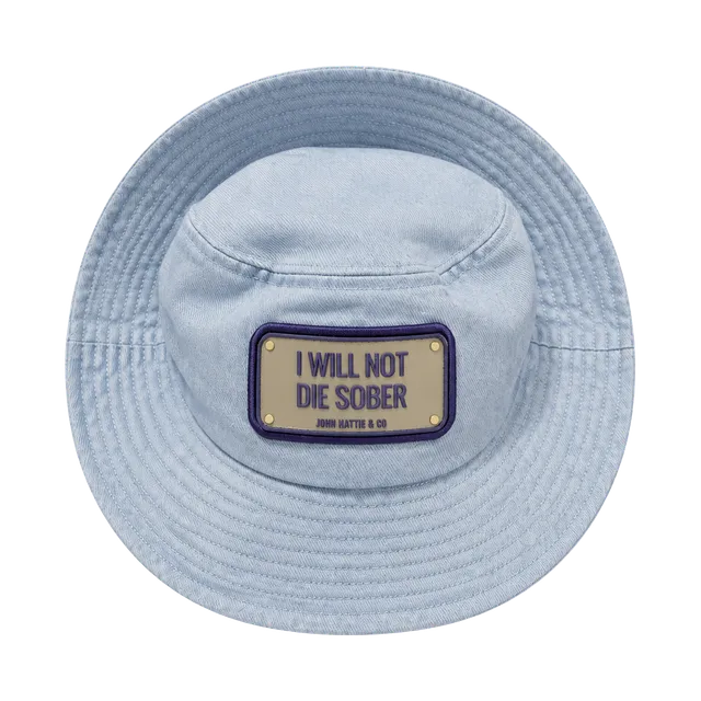 John Hatter & Co I Will Not Die Sober Light Blue Bucket Hat