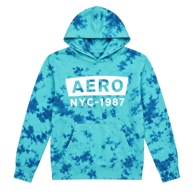 Aeropostale Tie Dye Hoodie Size L Blue Green Sweatshirt