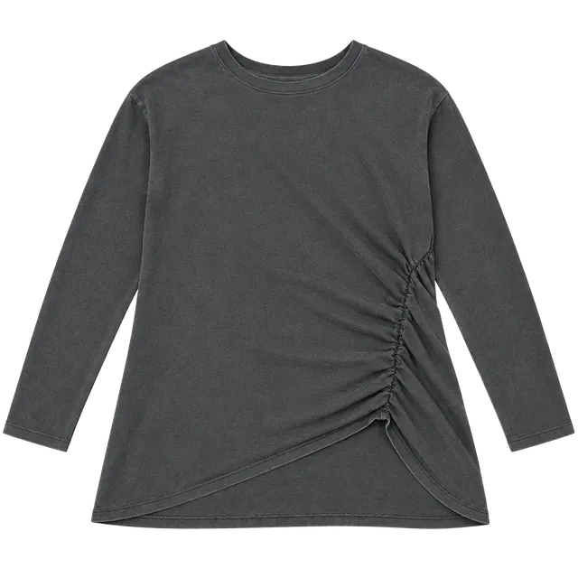 Time And Tru Ruched Side Top Size L (12-14) Black