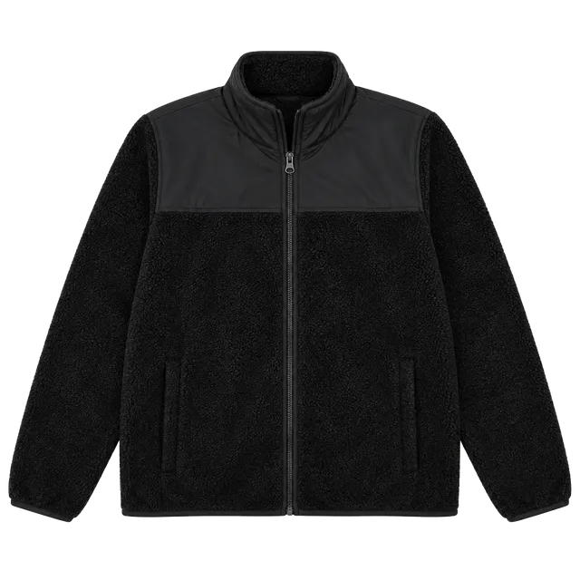Emily B Teddy Bear Jacket Size L Black Fleece Full Zip