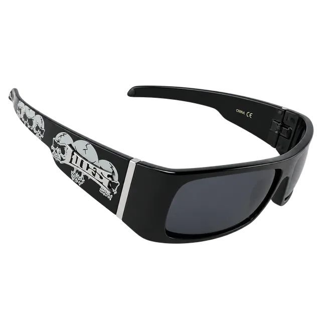 V2K Locs 9058 Skull Accent Black Sunglasses
