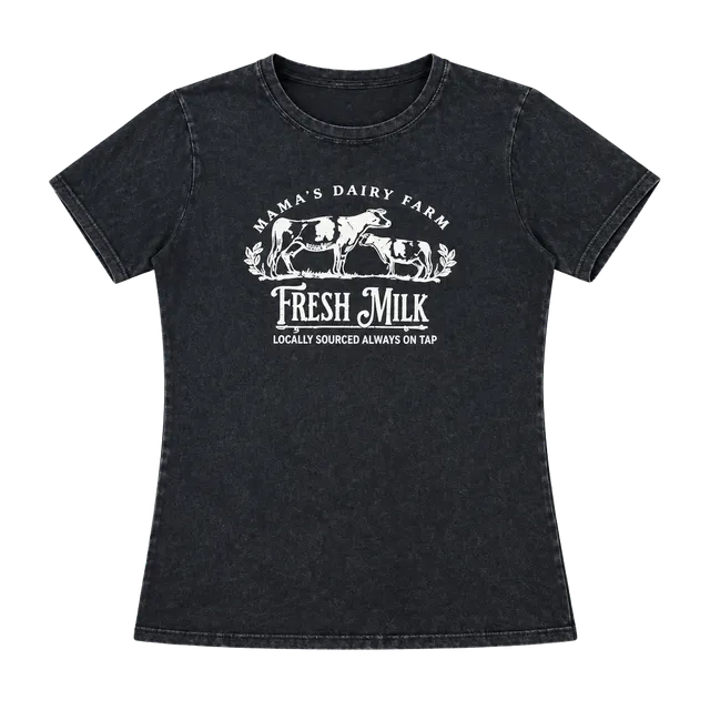 All Things Mama Designs Mama's Dairy Farm Nursing Tee Size XL Black