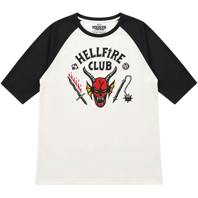 Stranger Things Hellfire Club Raglan Shirt Size 2X Black White