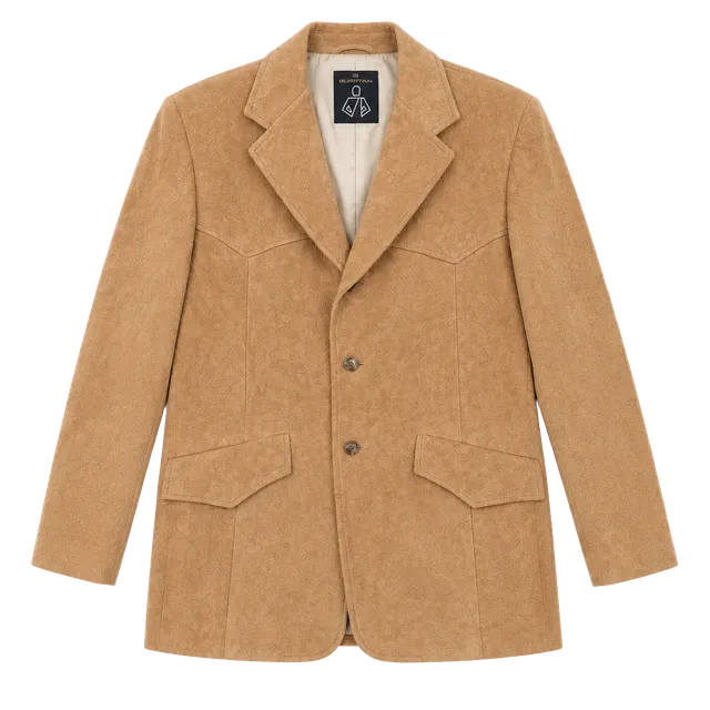 Womens (Mens) Puritan Vintage Suede Leather Western Blazer Jacket Tan Measurements in description 