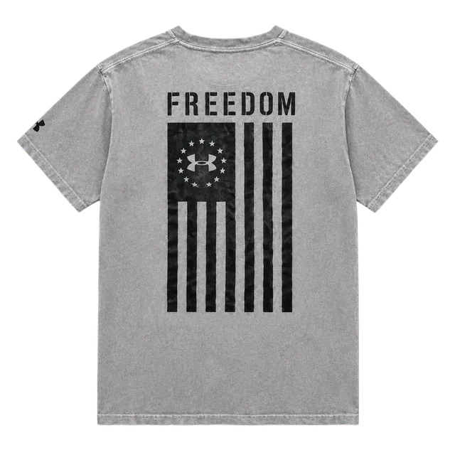 Under Armour HeatGear T Shirt Mens Extra Large Gray Freedom Flag Flaw