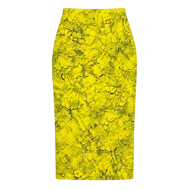 Topshop Midi Skirt Yellow Black Crackle Batik Print