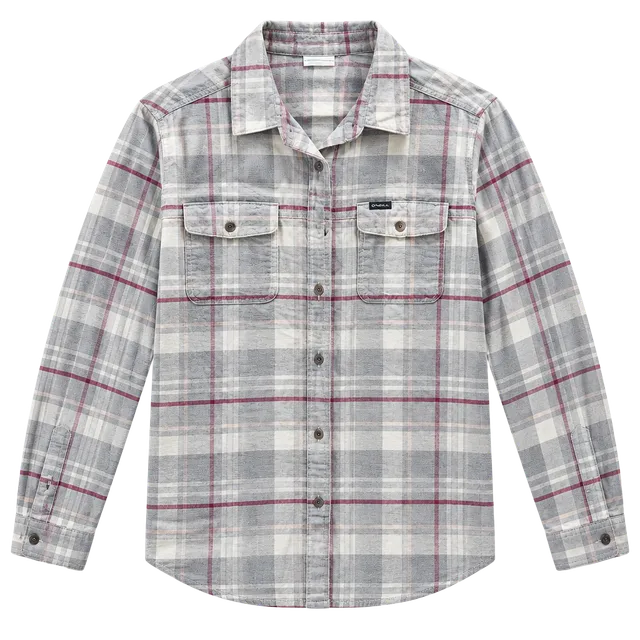 Columbia Sportswear Company Plaid Flannel Shirt Size L Gray Pink Long Sleeve