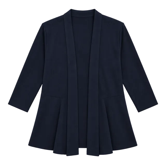 dressbarn Cardigan Size XL Blue Open Front Peplum Drape