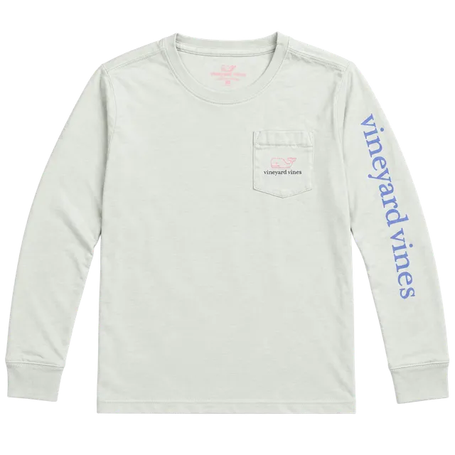 Vineyard Vines Long Sleeve Pocket Tee Size Y XS Light Blue