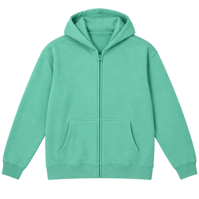 Gildan Full Zip Hoodie Size L Mint Green Fleece Sweatshirt