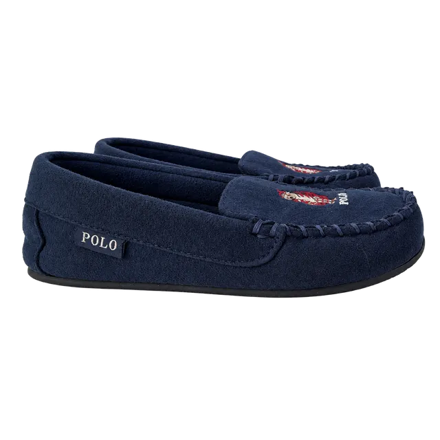 Polo Ralph Lauren Dezi IV Polo Bear Slippers Size 2 Navy Blue