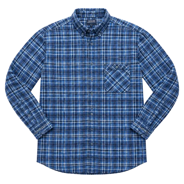 Highland Outfitters Flannel Shirt Size L Blue Plaid Cotton Gorpcore