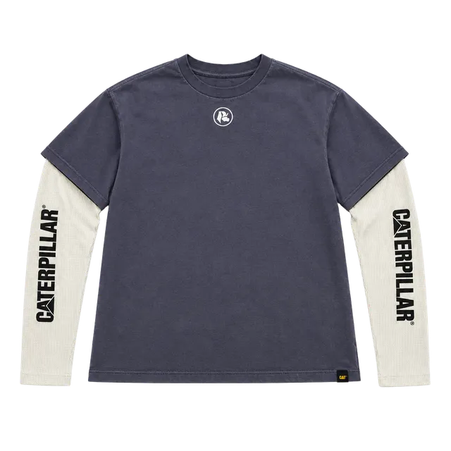 CAT Reclaimed LA Layered Long Sleeve Tee Size L Purple