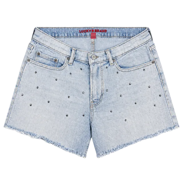 Lucky Brand Denim Shorts Size 6/28 Light Wash Studded Cutoff