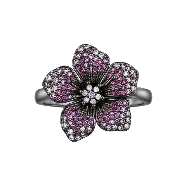 Unbranded Crystal Flower Ring Size 7 Antiqued Bronze Tone