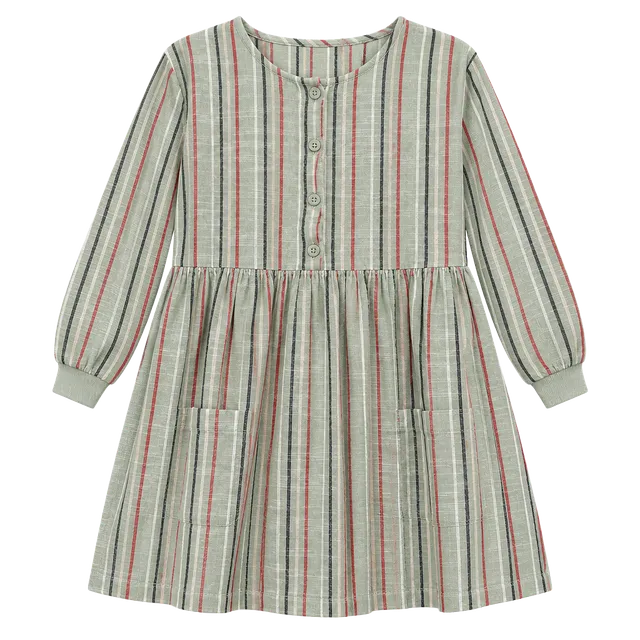 Open Edit Striped Button Down Dress Size 5 Green