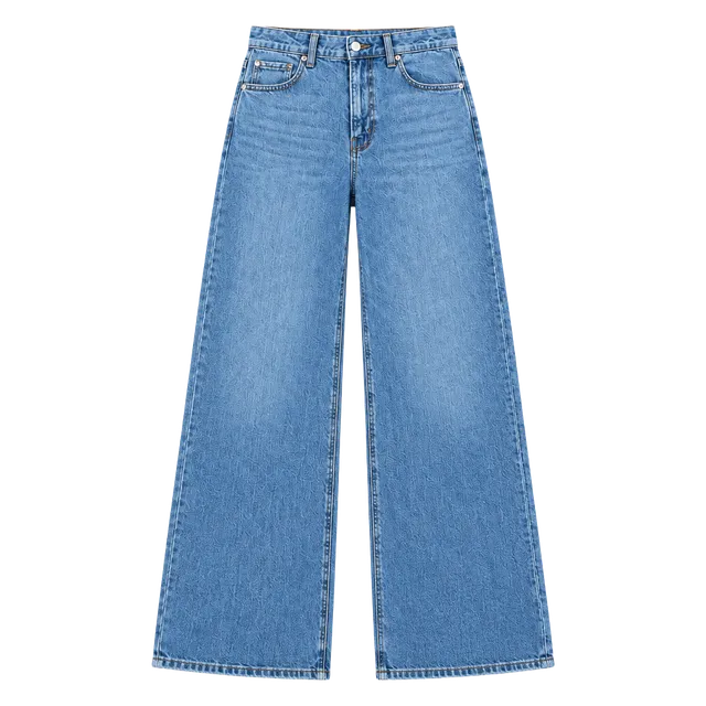 American Eagle Super High Rise Baggy Wide Leg Jeans Blue 29x29 Approx