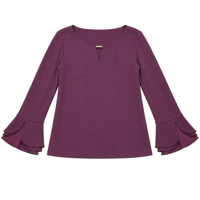 Calvin Klein Long Sleeve Blouse Size M Purple Bell Flare Cuff Top