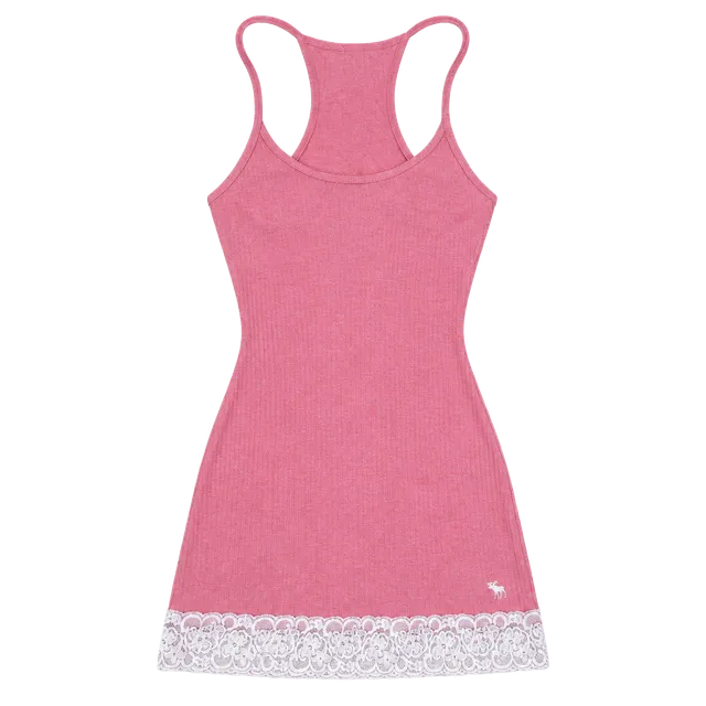 Vintage Abercrombie & Fitch Tank Top Pink Lace Trim