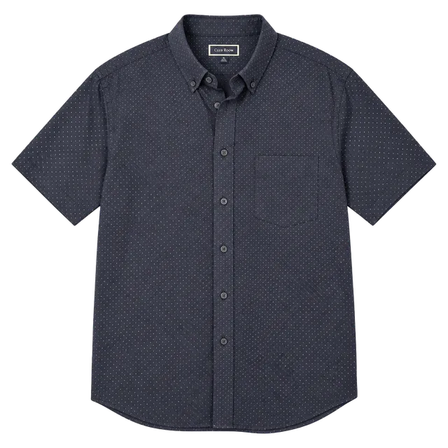 Club Room Short Sleeve Button Down Shirt Size XL Blue Polka Dot