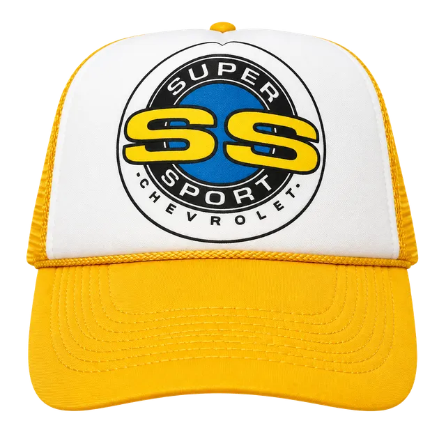 Nissun Cap Nissan SS Chevrolet Trucker Hat Yellow White Adjustable