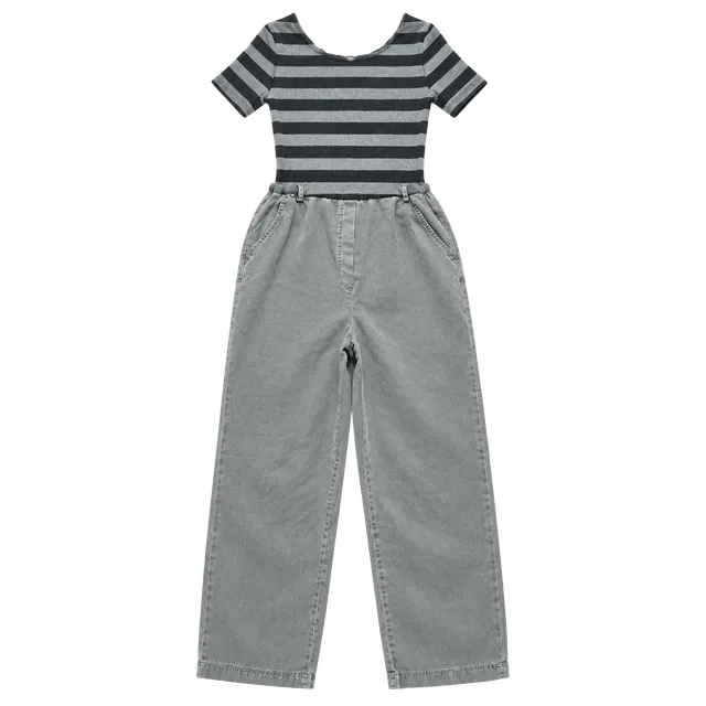 Piccalino Petites Jumpsuit Size 14P Medium Large Striped Top Green Pants Vtg 90s