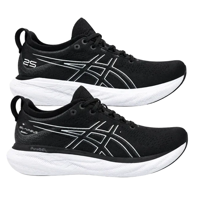 Asics Gel-Nimbus 25 Black White Running Shoes