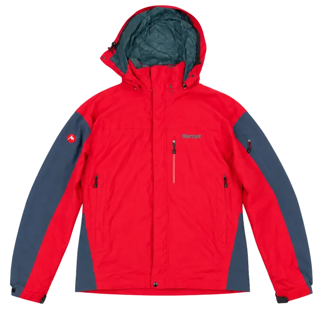 Marmot Hooded Jacket Size M Red Gray Winter Ski Snowboard Rain Coat