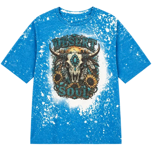 Gildan Desert Soul Bleach Wash Graphic T-Shirt Size 4xl Blue