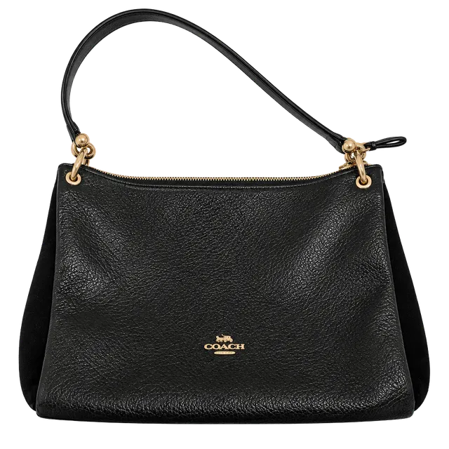 Coach Designer Mia Black Textured Leather Suede Shoulder Bag Purse