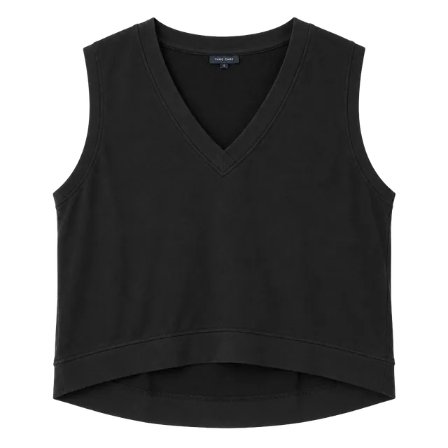 Universal Thread V-Neck Sweatshirt Vest Size L Black French Terry