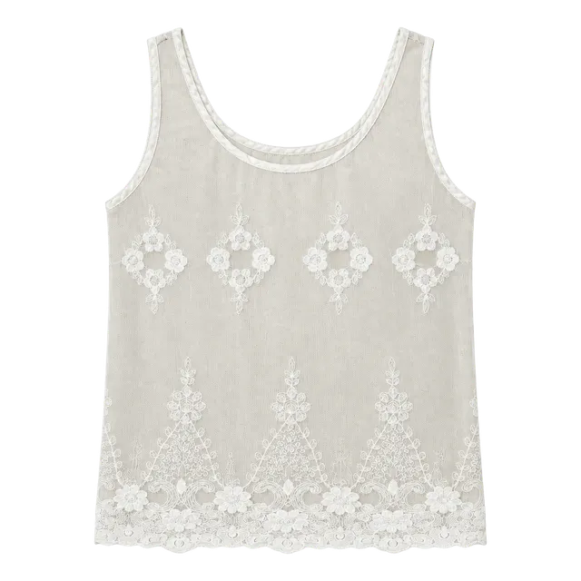 American Eagle Outfitters Sheer Mesh Tank Top Size XL/TG White Floral
