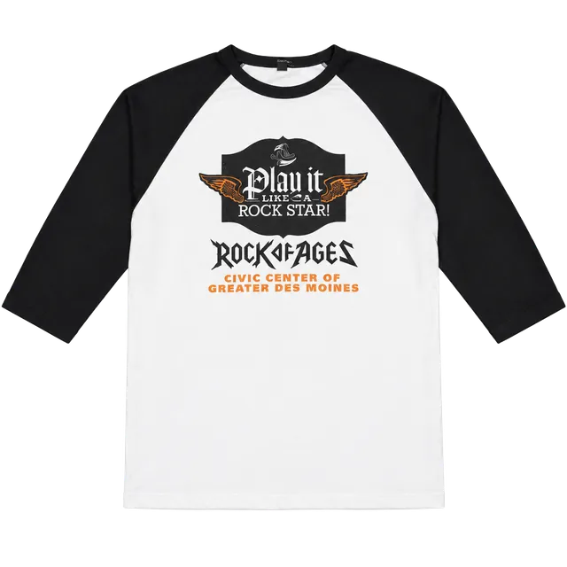 Sport-Tek Rock of Ages Baseball T-Shirt Black White Graphic