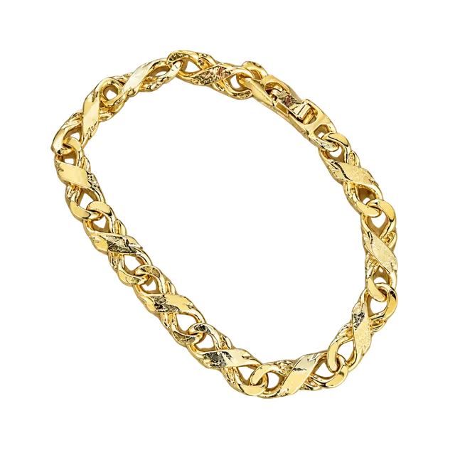 Vintage Gold Tone Interlocking Link Chain Bracelet