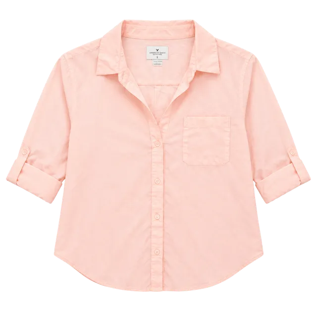 American Eagle Outfitters Button Down Shirt Size S/P Peach Lightweight
