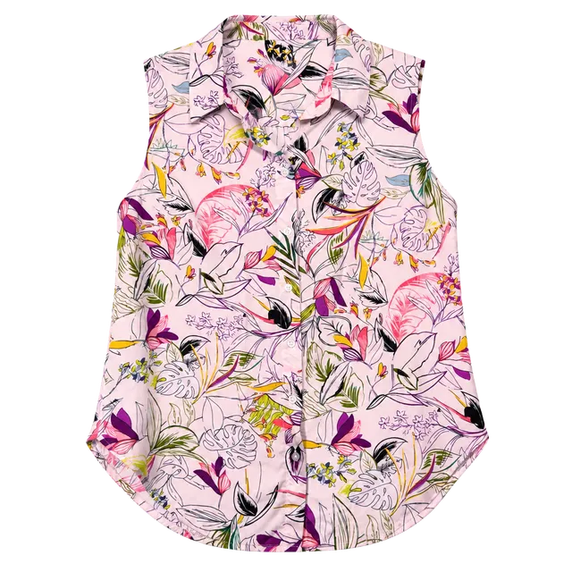 A New Day Floral Sleeveless Button-Down Shirt Size S