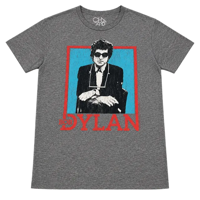 Chaser Bob Dylan Graphic T-Shirt Size L Gray Cotton Blend