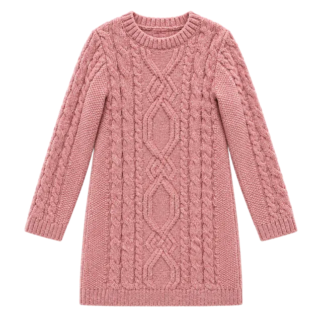 Lucky Penny Sweater Dress Size 5 Pink Chenille Cable Knit Long Sleeve