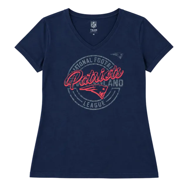 Majestic New England Patriots V-Neck T-Shirt Size 2XL Blue NFL