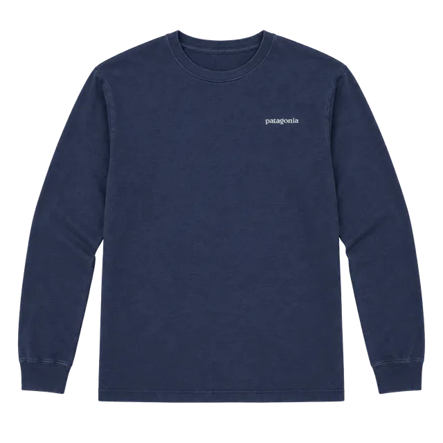 Patagonia Men's Navy Blue Long Sleeve Logo T-Shirt Regular Fit Size L