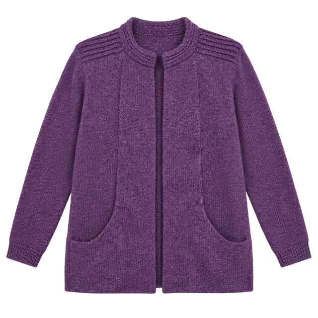 Peruvian Link Alpaca Cardigan Size OS Purple Open Front Knit Sweater