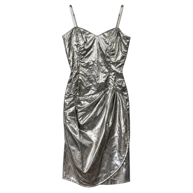 Vintage Gunne Sax Metallic Gold Spaghetti-Strap Mini Dress Sz XS