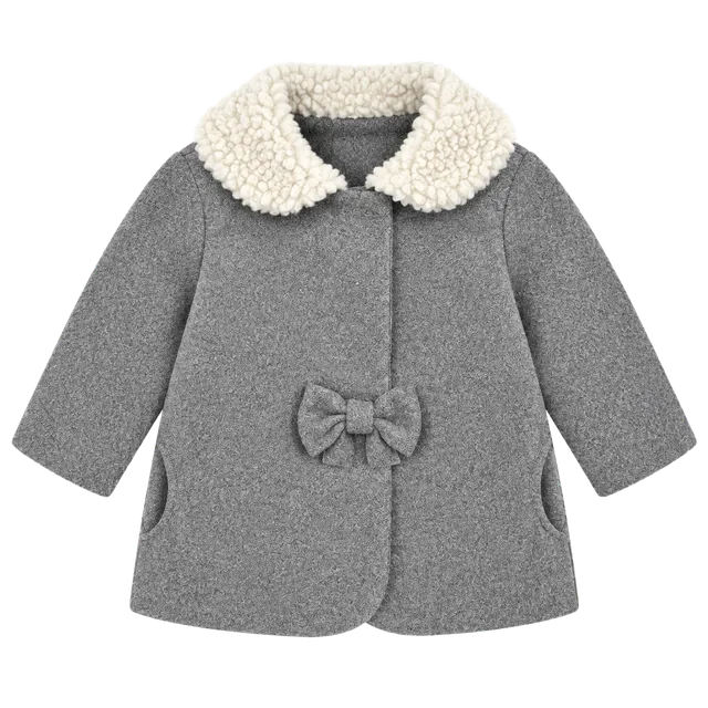 Jessica Simpson Coat Size 18M Gray Hooded Bow Winter Jacket
