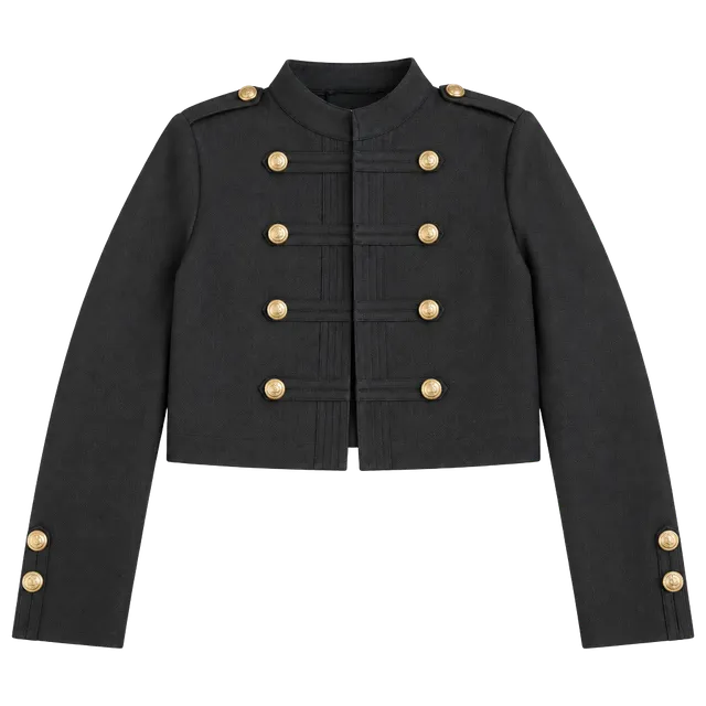 Karen Millen Military Band Jacket Size L Black Gold Buttons