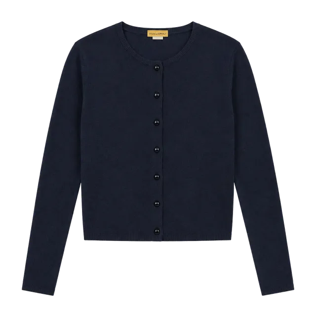 Vintage Y2K Blue Asphalt Navy Blue Button Up Cropped Cardigan Sweater L
