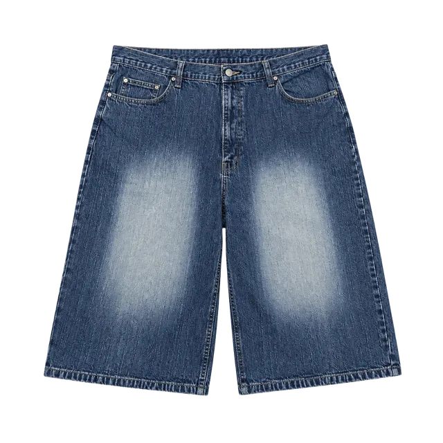 Early 2000s Baggy Y2K Trust Jeans Denim Shorts Size 44 Blue Distressed Jorts