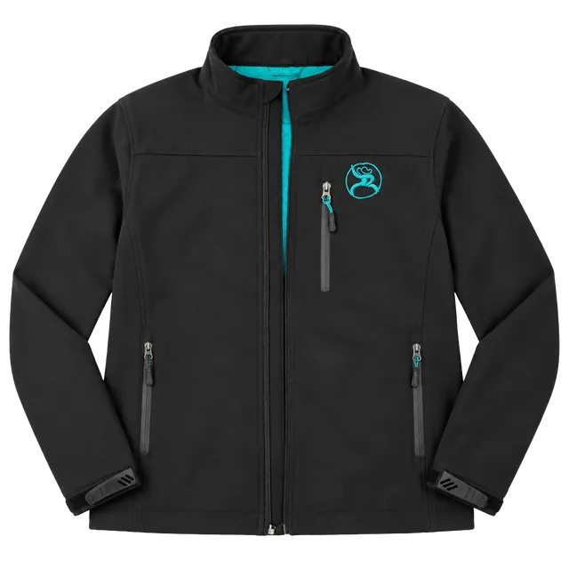 Hooey Softshell Jacket youth Size M Black Turquoise Roughy