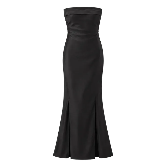 Altar'd State Strapless Black Satin Dress