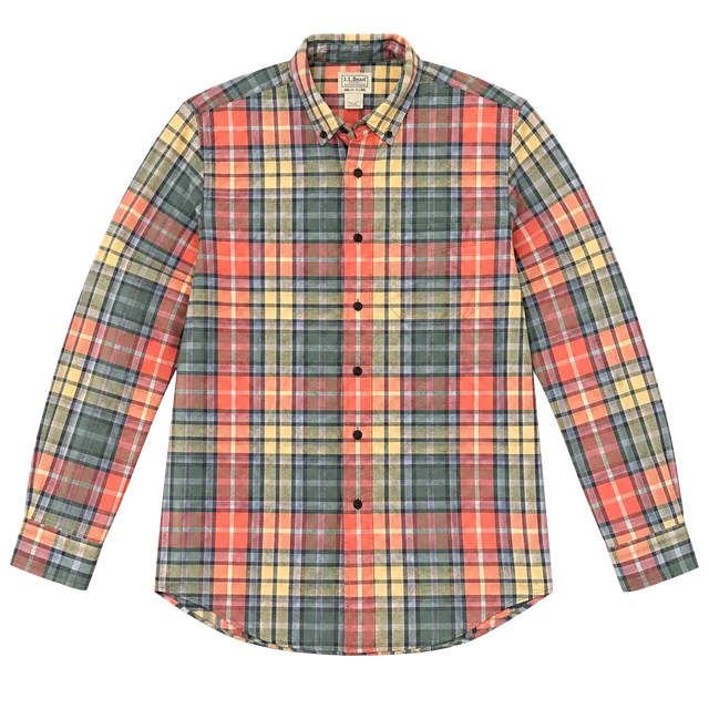 L.L. Bean Plaid Flannel Shirt Size M-REG Slightly Fitted Multicolor